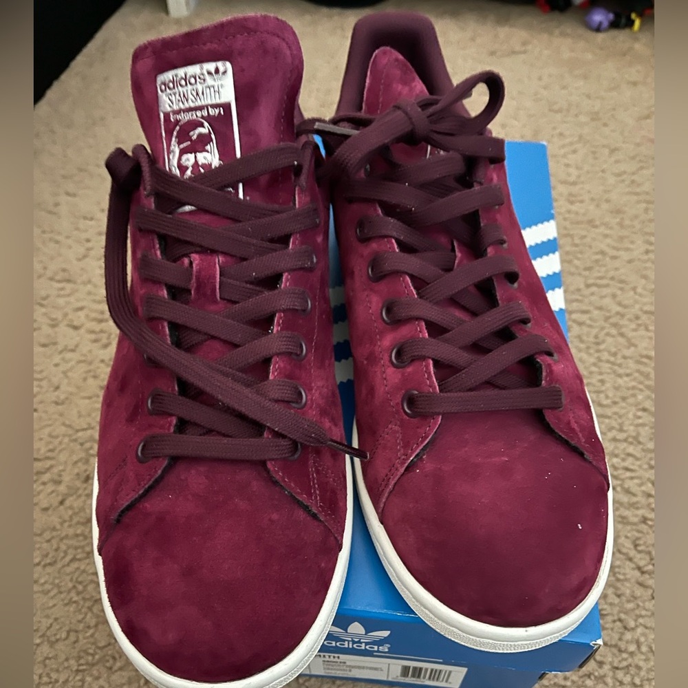 Mens Adidas Stan Smith maroon sz 10.5